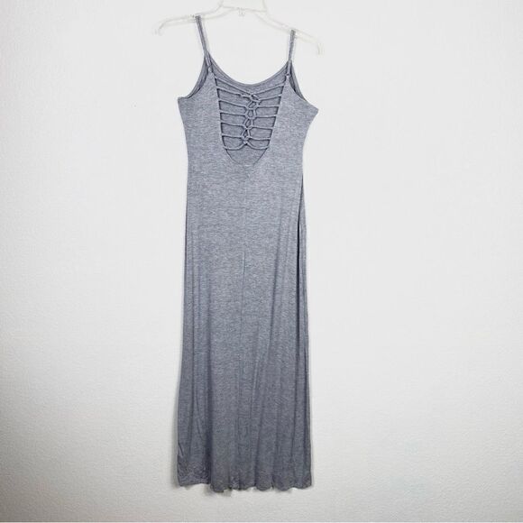 Peach Royal Grey Strappy Open Back Maxi Dress - Picture 3 of 4